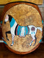Large Horse Painted Gourd Bowl