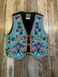 Beaded Vintage Blue Star American Flag Vest