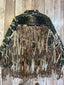 Camo Skull Army Jacket W/ Fringe, Black Lace and Pearl Buttons (Size Medium)