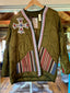 Quilted  Army Green Jacket w/ Bling Cross and American Flag