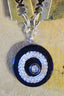Black Circle and Rhinestone Fringe Necklace #113