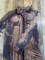 Bleached Denim Love Top W/ Purple Floral Pearls & Fringe (Size Medium)
