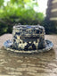 Bleached Denim Crystal Studded Top Hat