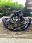 Black and Grey Denim Rhinestone Studded Hat