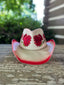 Tan and Red Straw Hat with Roses