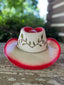 Tan and Red Straw Hat with Roses