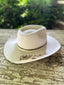 Custom White Wedding Hat w/ Hand-drawn Roses and Rattlesnake Band