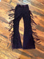 Burgundy Fringe Yoga Pants
