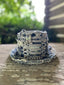 Bleached Denim Crystal Studded Top Hat